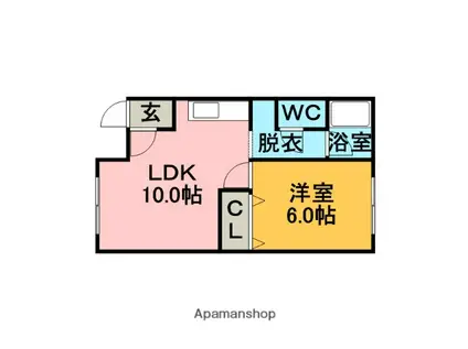 レジデンスササキ(1LDK/1階)の間取り写真