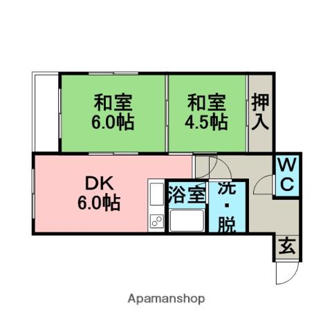サンハイツ(2DK/2階)の間取り写真