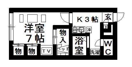 レオパレスアルカディアン(1K/2階)の間取り写真