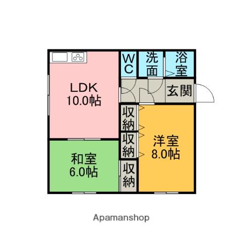 リンデンパレス(2LDK/2階)の間取り写真