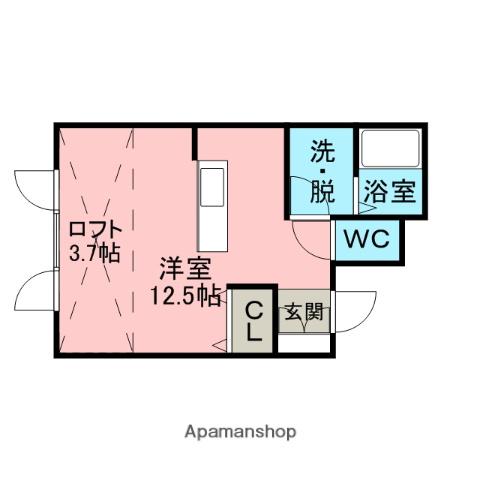 クレストコート母恋(ワンルーム/2階)の間取り写真
