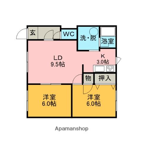 ドリーム桜木Ⅱ(2LDK/1階)の間取り写真