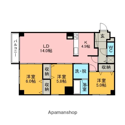 サンヴェール中央(3LDK/3階)の間取り写真