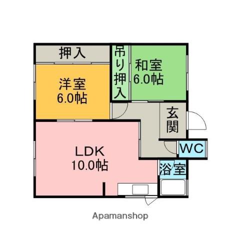 はまなすマンション(2LDK/2階)の間取り写真