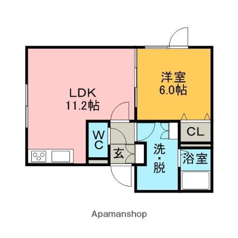 ブルーラグーン(1LDK/2階)の間取り写真