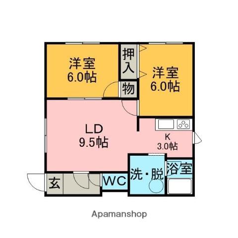 ドリーム桜木Ⅱ(2LDK/1階)の間取り写真