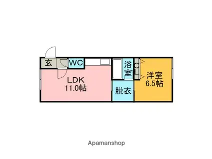 コンフォート(1LDK/1階)の間取り写真