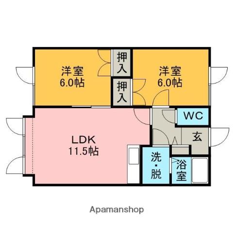 MAGLIONE(2LDK/1階)の間取り写真