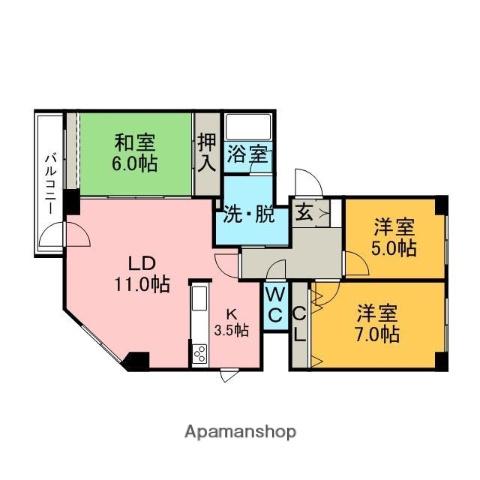 西口ハウス(3LDK/2階)の間取り写真