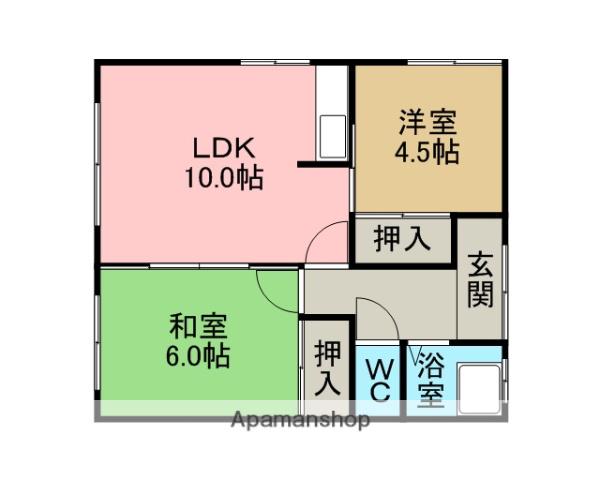 小山内アパート(2LDK/2階)の間取り写真