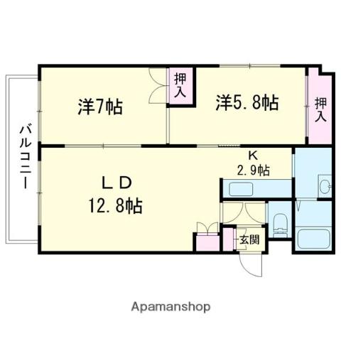 ベイシティ(2LDK/3階)の間取り写真
