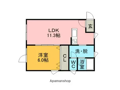 室蘭本線 鷲別駅 徒歩19分 2階建 築29年(1LDK/1階)の間取り写真