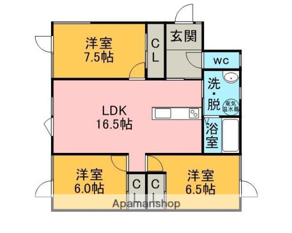 ハイツひとみ25(3LDK/2階)の間取り写真