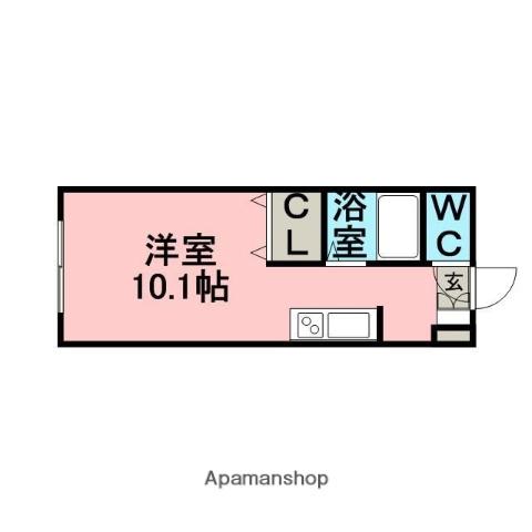 オークヴィラ(ワンルーム/3階)の間取り写真