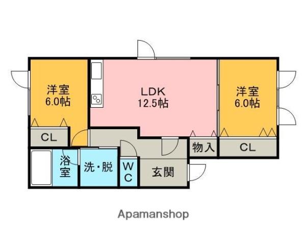 ベルコート(2LDK/2階)の間取り写真
