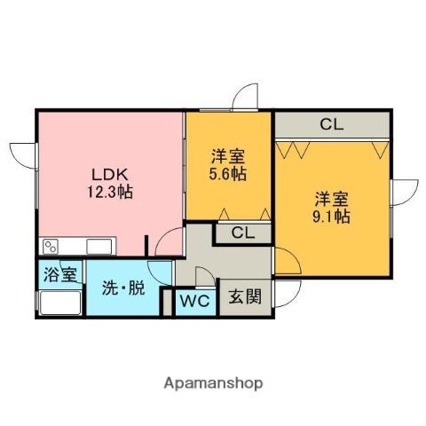 ベルコートⅡ(2LDK/1階)の間取り写真