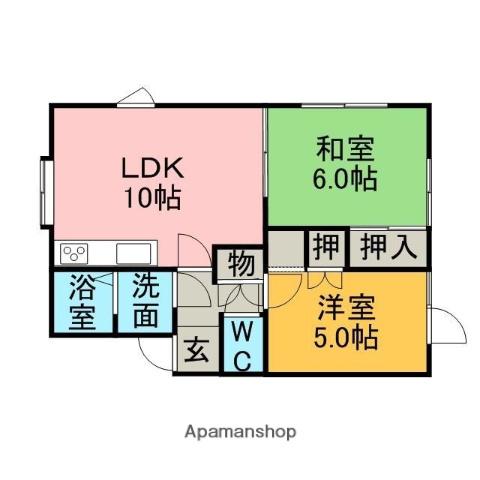 エステート中島(2LDK/2階)の間取り写真