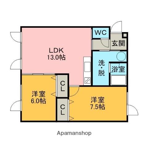 Sマンション松(2LDK/2階)の間取り写真