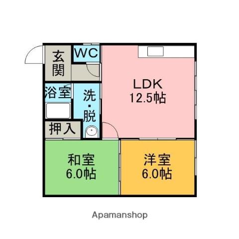 フジナカコーポⅡ(2LDK/2階)の間取り写真