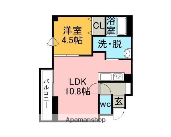 シルク21室蘭(1LDK/6階)の間取り写真