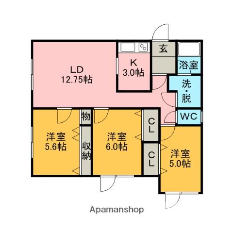 フジナカコーポⅨ(3LDK/2階)の間取り写真