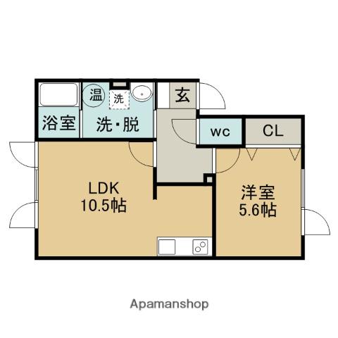 ベルン桜木(1LDK/1階)の間取り写真