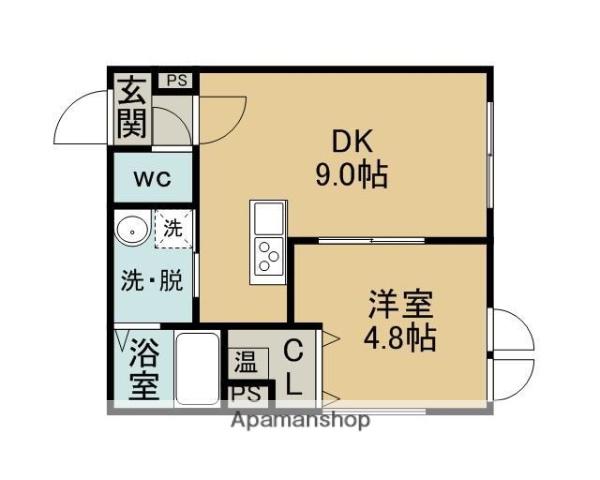 レオーネ・パティオ・ブルー(1DK/1階)の間取り写真