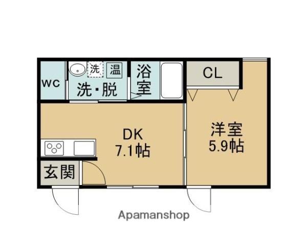 レオーネ・パティオ・ブルー(1DK/1階)の間取り写真