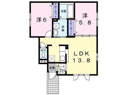 ケイズマイハウス(2LDK/1階)の間取り写真