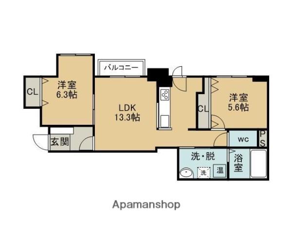 コンフォートZEAL(2LDK/5階)の間取り写真