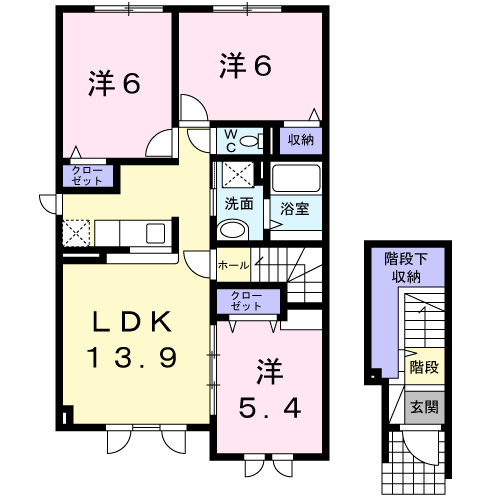 セルリアンブルーⅡ(3LDK/2階)の間取り写真