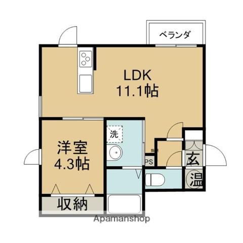 デリスメゾン寿Ⅱ(1LDK/2階)の間取り写真