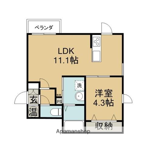 デリスメゾン寿Ⅲ(1LDK/2階)の間取り写真