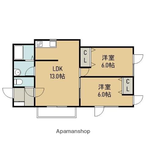 若山ハイツ(2LDK/2階)の間取り写真