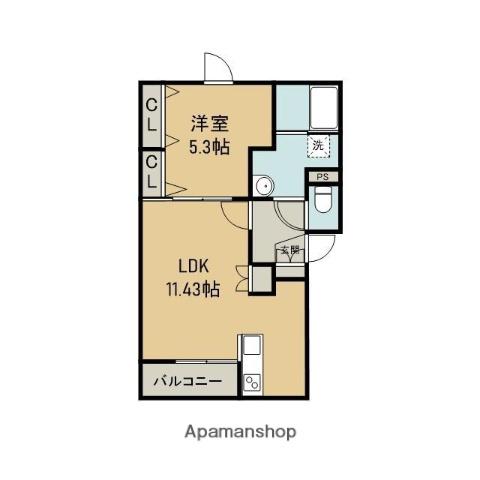 COLOR(1LDK/2階)の間取り写真