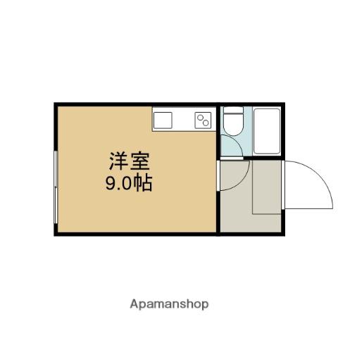 サンライズヒル(ワンルーム/1階)の間取り写真