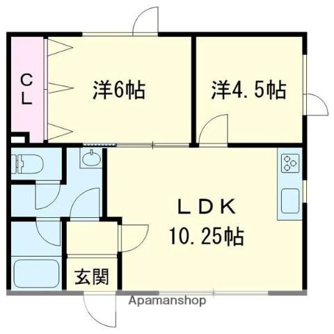 コーポM(2LDK/1階)の間取り写真