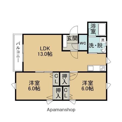 ビクトリアコーポⅠ・Ⅱ(2LDK/1階)の間取り写真