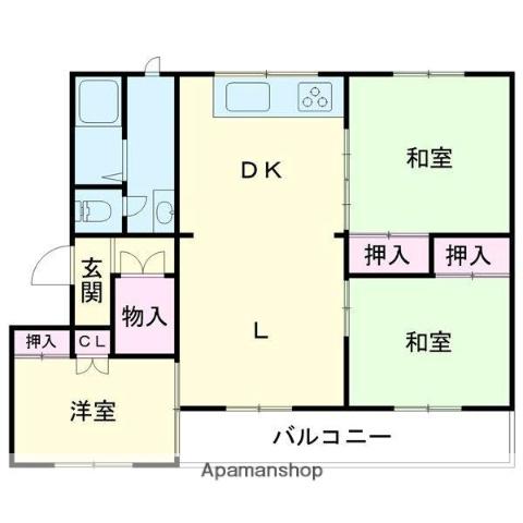 ハイツ山手(3LDK/1階)の間取り写真