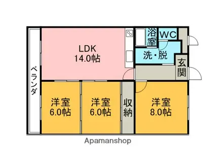 マンション松島(3LDK/4階)の間取り写真