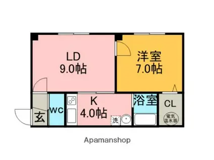 シルク21(1LDK/2階)の間取り写真