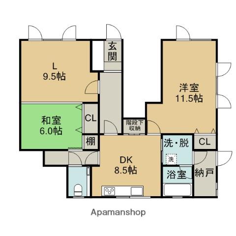 アパートしげる(2SLDK/1階)の間取り写真