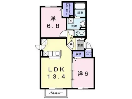 フォルトゥーナ(2LDK/2階)の間取り写真