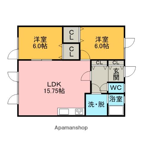セジュール参番館(2LDK/1階)の間取り写真