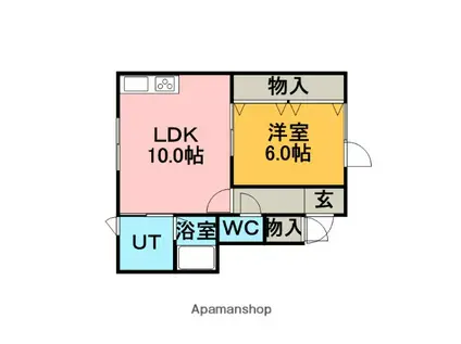 ハイツ夕陽ヶ丘(1LDK/1階)の間取り写真