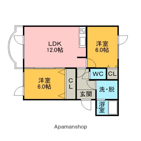コーポシーラ(2LDK/3階)の間取り写真