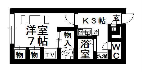 レオパレスアルカディアン(1K/2階)の間取り写真