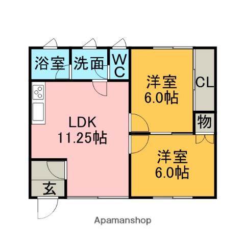 ハイツひとみ(2LDK/1階)の間取り写真