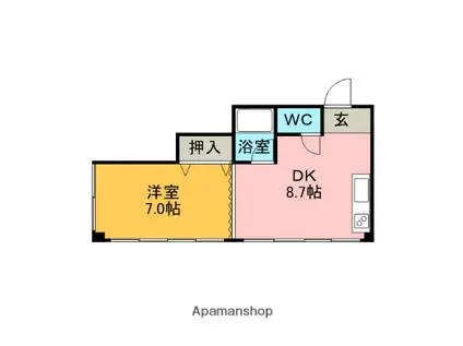 マンションT(1DK/3階)の間取り写真