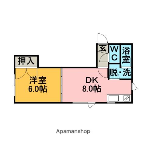 メゾンサンク(1DK/2階)の間取り写真